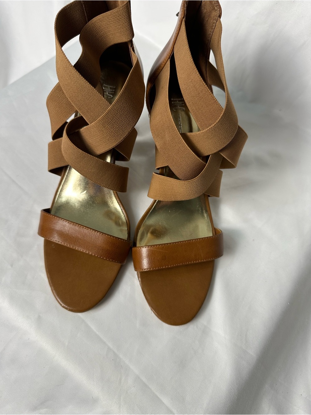INC International Concepts Women’s Sandals Size 8 Brown Elastic Strap Heels